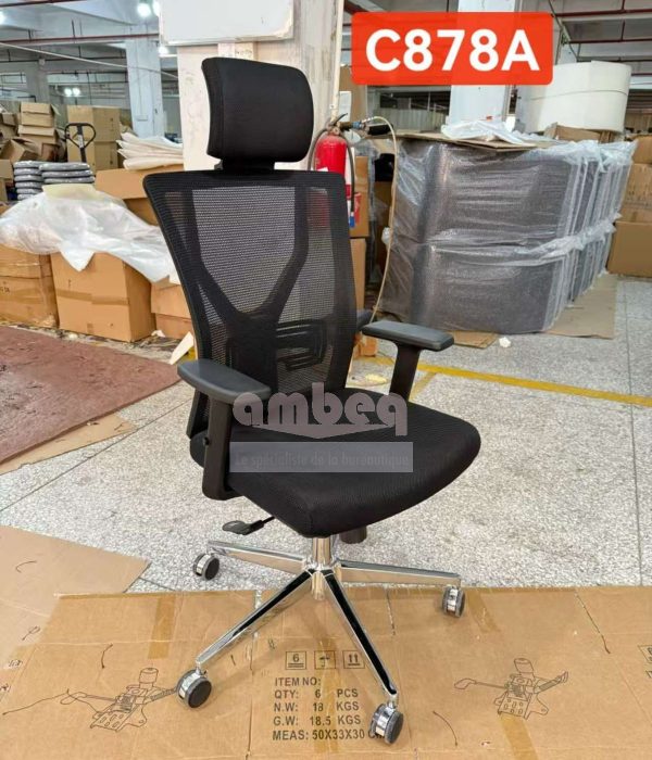 Fauteuil de direction ergonomique avec dossier en maille respirante et piètement chromé